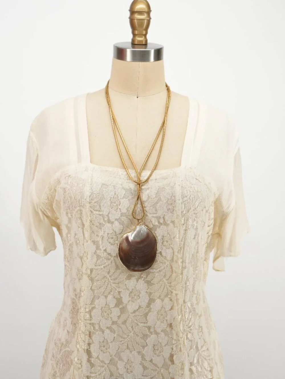 Lace Dress Ivory Cream Crepe Romantic Vintage Boho Wedding 90s Maxi Sundress